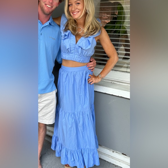 BLUE MATCHING RUFFLE SET SIZE M - Picture 1 of 6